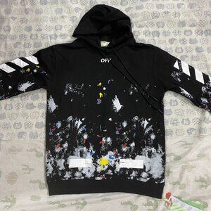 Off-White Galaxy Brushed Zip Up Black Hoodie